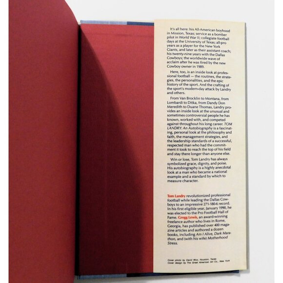 Tom Landry An Autobiography 1990 Dallas Cowboys Coach Hardcover Jacket - Picture 4 of 6